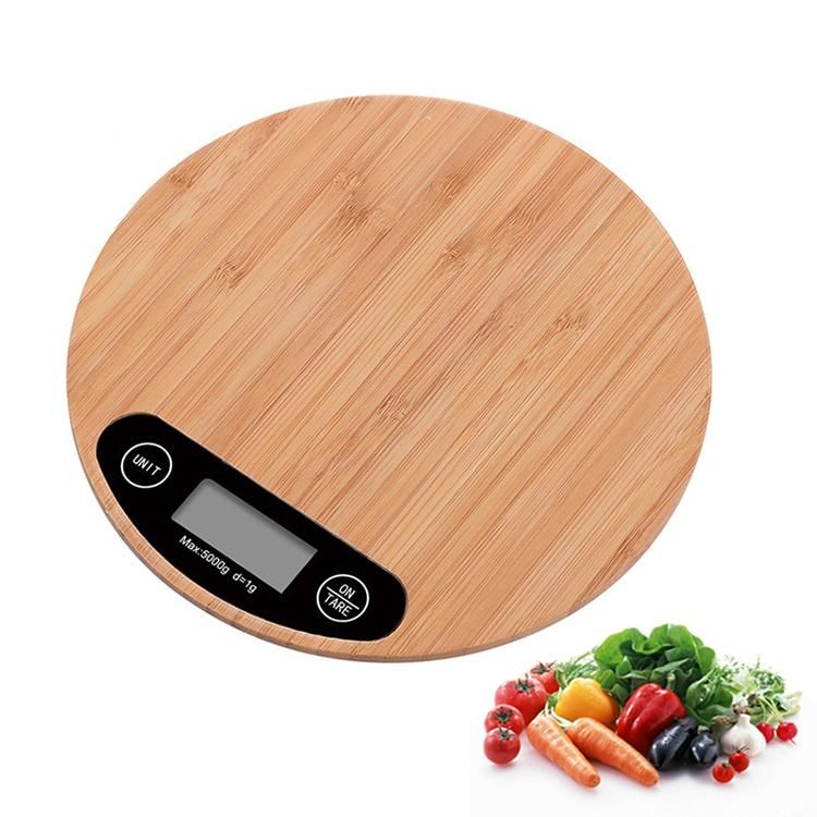 Amazon Online Kitchen Accessories Baking Equipment LCD Display Digital Table Food Bamboo Kitchen Scale