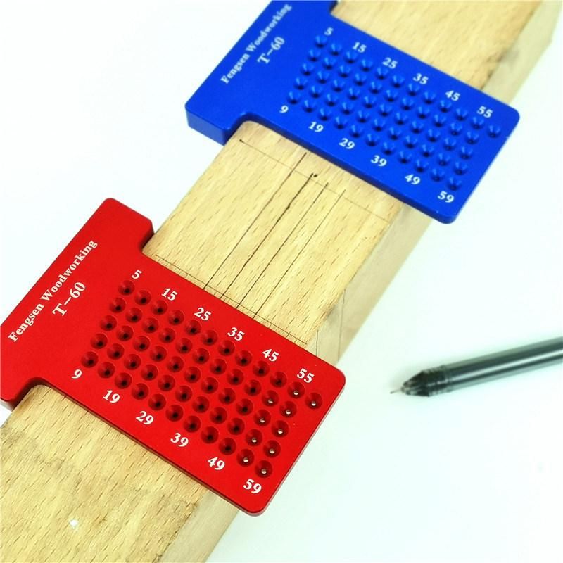 T60 Woodworking Scribing Ruler Hole Ruler Aluminum Alloy T-Shaped Ruler Woodworking Scribing Device Mini Scribing Device