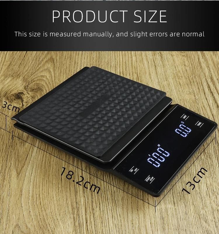 3kg/0.1g Coffee Scale LED Display Touch Screen Food Scale