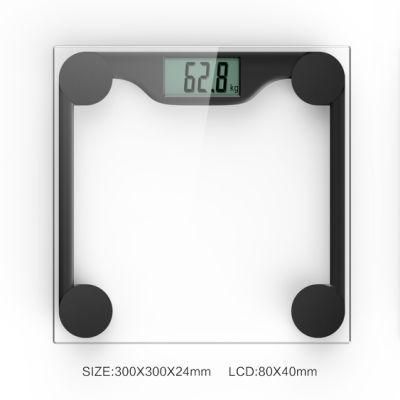 Electronic Personal Bathroom Scale with Transparent Glass for Body Weighing