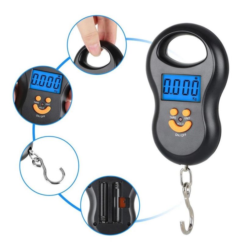 Fish Hook Electronic Weighting Luggage Scales Mini Digital Hand Held Hook 50kg Electronic Weigh Scale