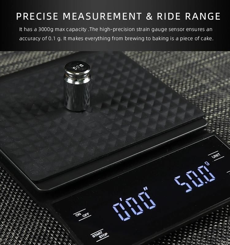 3kg/0.1g Coffee Scale LED Display Touch Screen Food Scale