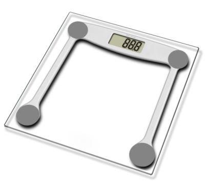 Bathroom Scale with Clear Tempered Glass Platform and LCD Display