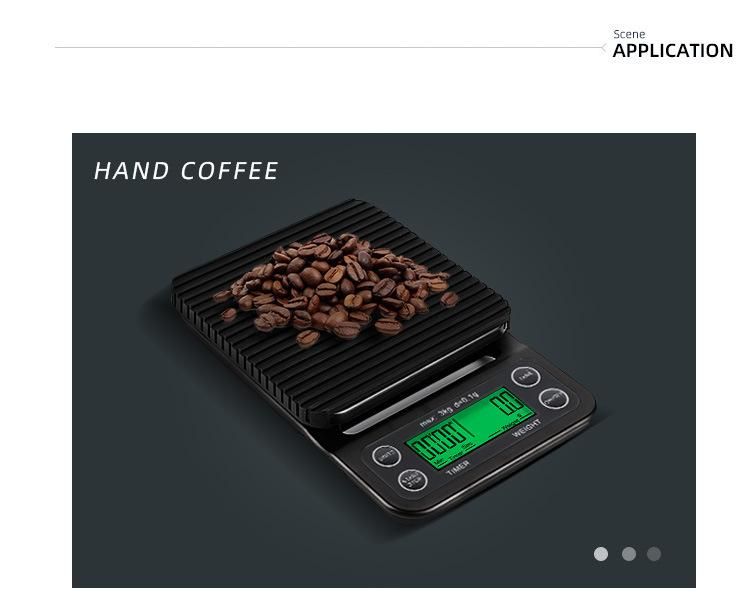 3kg 0.1g Classic Electronic Coffee Scale Kitchen Scalewith Timing Function