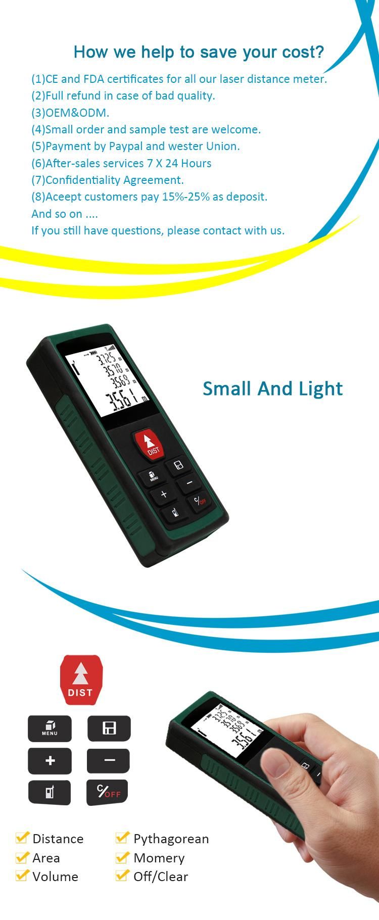 New Product Digital Laser Distance Measuring 40 Meter