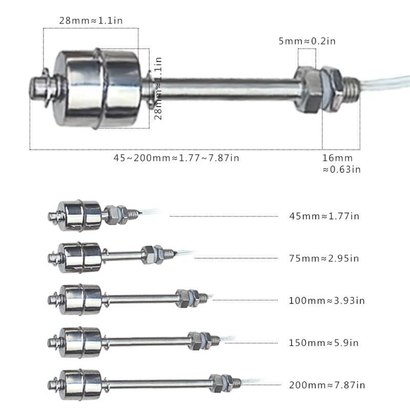 0-220V Stainless Steel Water Float Switch Level Switch Level Sensor M10 Thread for Humidifiers Water Towers Kitchen Equipment