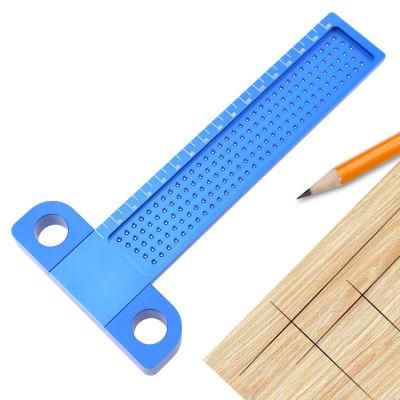 Woodworking Scribing Ruler 160mm Hole Ruler Aluminum Alloy T-Shaped Ruler Woodworking Scribing Device