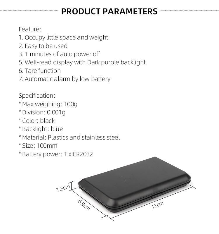 High Quality Digital LCD Display Pocket Weighing Scale 100g