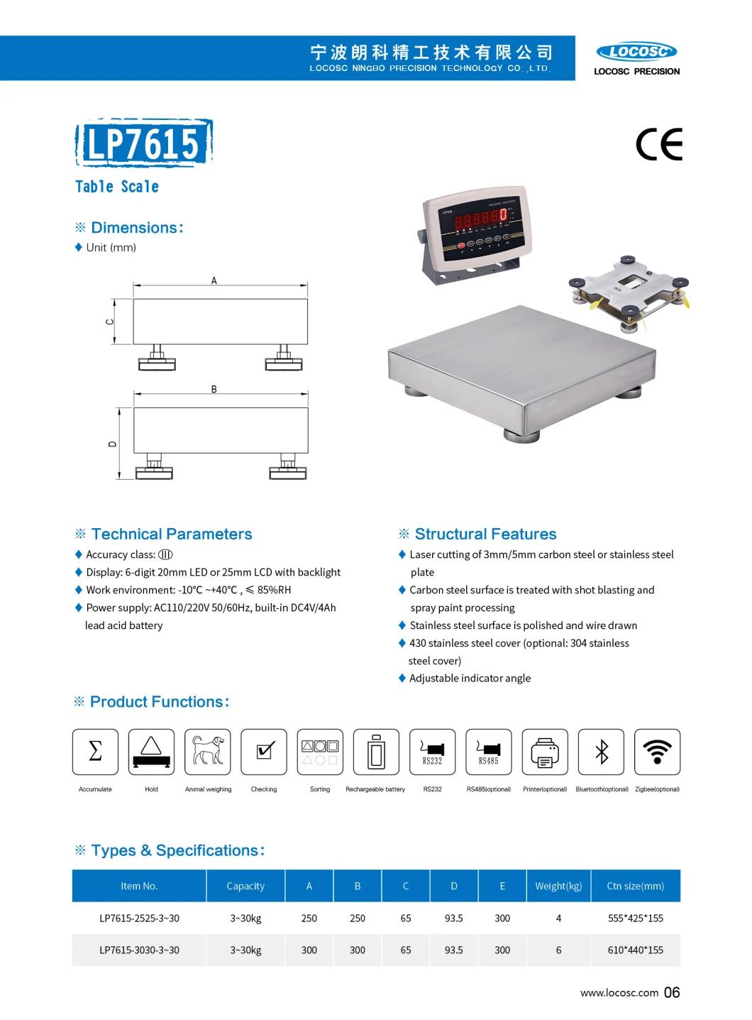 OEM ODM Support Electronic Weighing 5kg 10kg 100kg 200kg China Bench Scale RS485