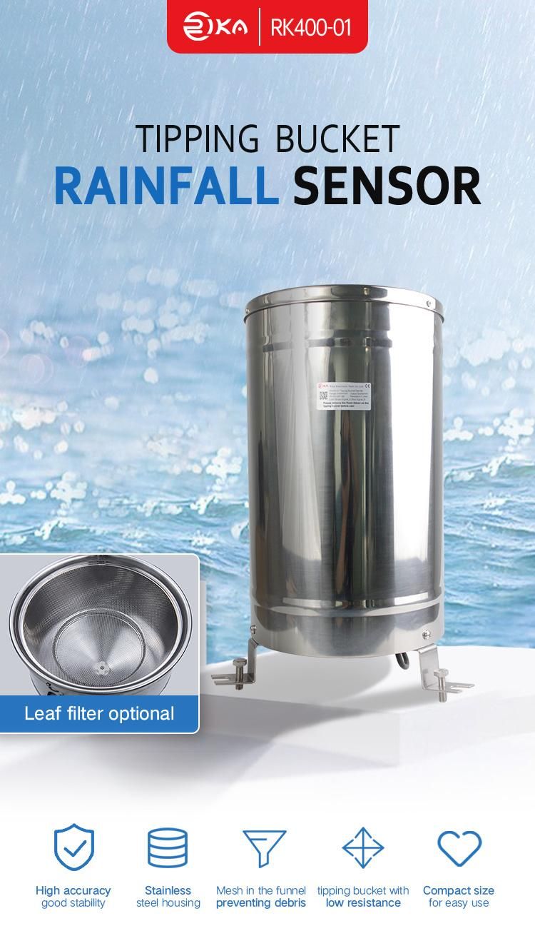 Rk400-01 Factory Price 304ss Pulse Output 0.2mm Resolution Tipping Bucket Rain Gauge Sensor for Irrigation