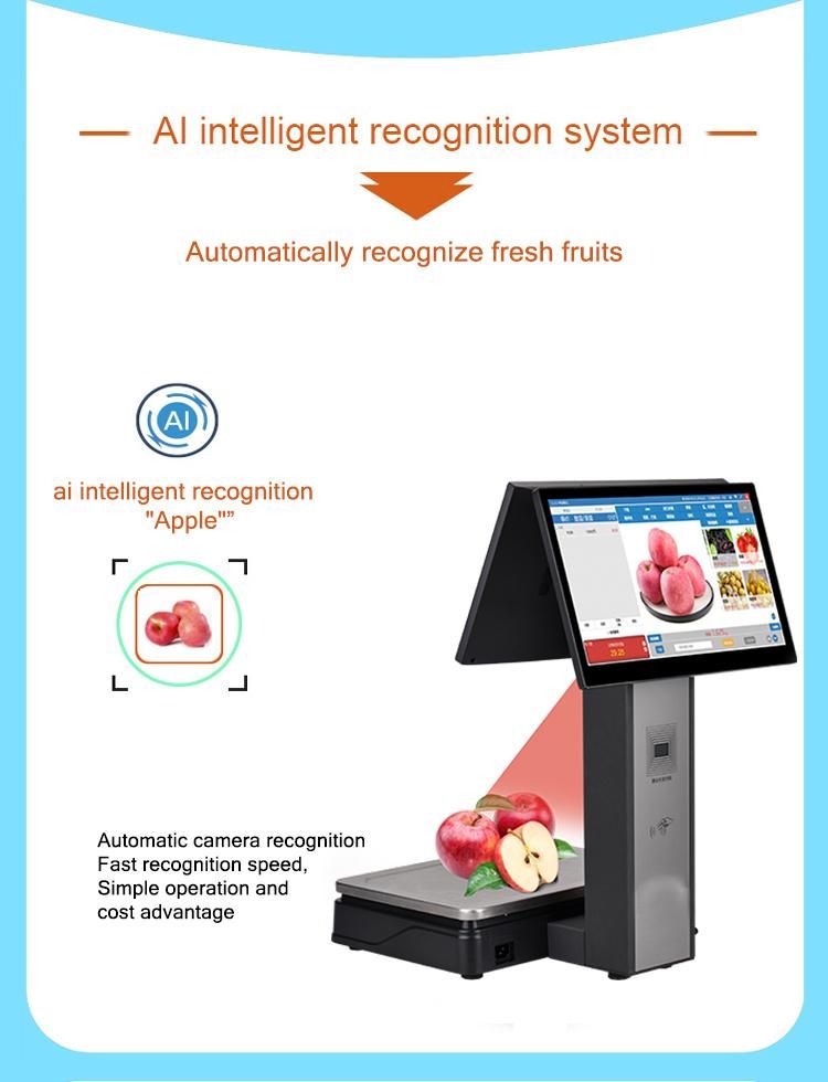 15.6inch Touch Screen Electronic Weighing Scales with 58mm Thermal Printer for Fruit Shop (HCC-ACS15)