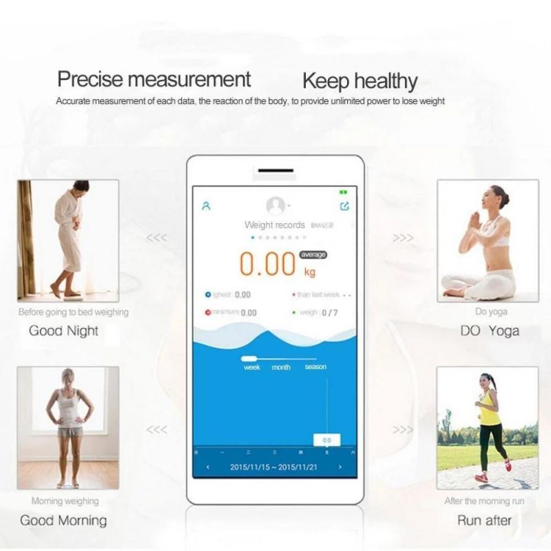 Smart Wireless 180kg Body Weight Digital Bathroom Scale Bluetooth