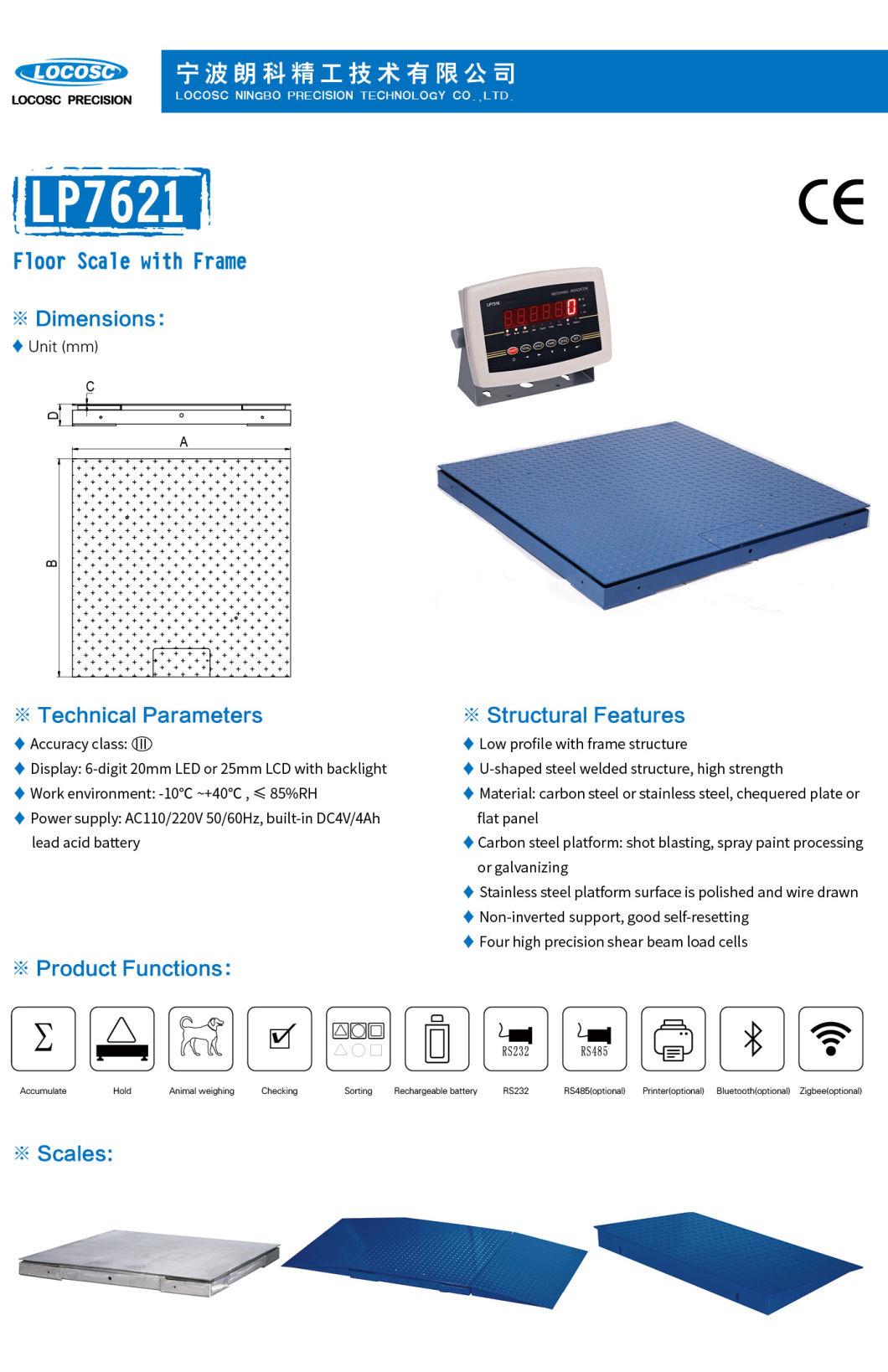 Locosc 3 Ton Industrial Stainless Steel Electronic Digital Platform Weighing Floor Scale