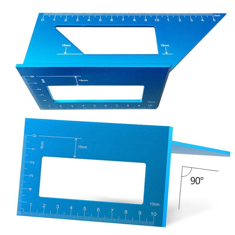 Woodworking T-Type Scribing Gauge Multi-Functional Angle Ruler 45 Degrees Bevel 90 Degrees Aluminum Alloy Thickening