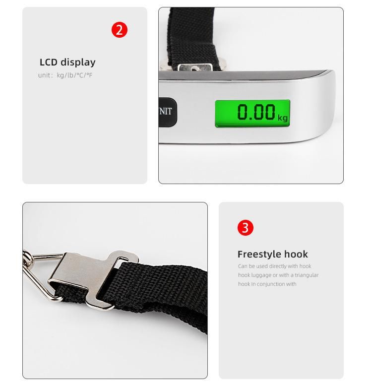 50kg Multifunctional Electronic Travel Luggage Scale with Temperature Measurement