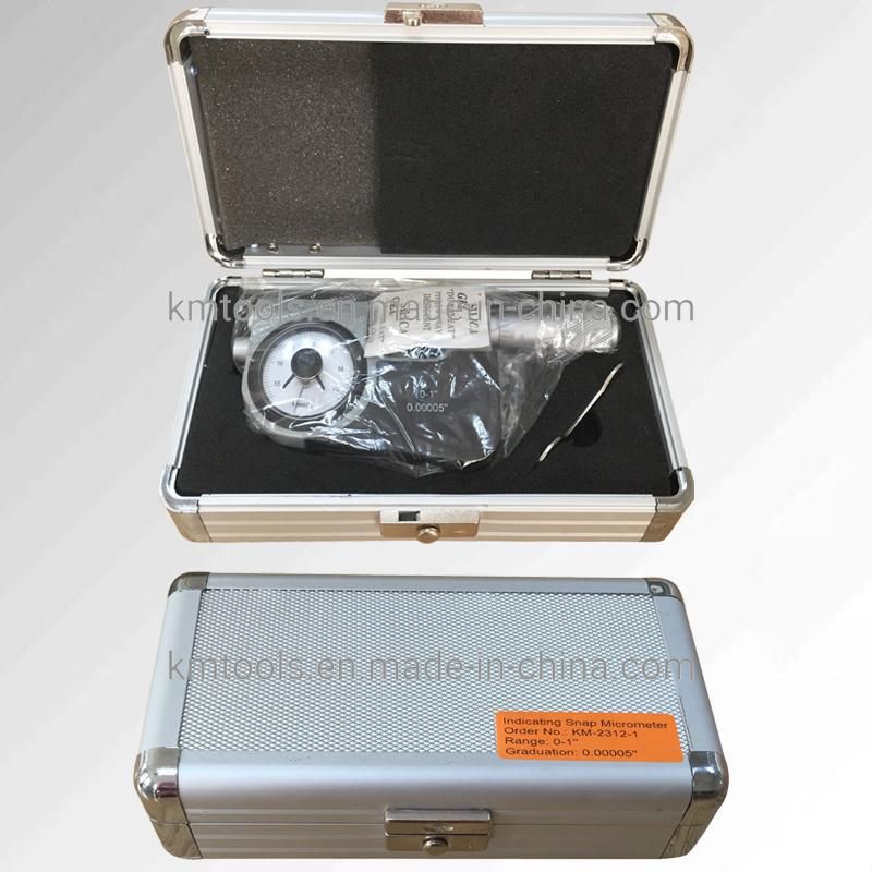 High Quality 0-1′ ′ Indicating Snap Micrometer with Aluminium Alloy Safety Packing