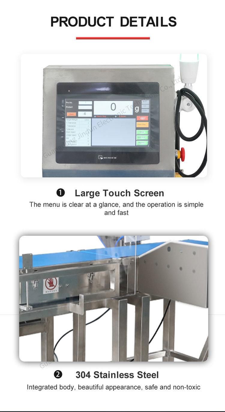 Automatic Portion Package Weight Checking Online Belt Dynamic with Over or Less Weight Rejector Check Weighing