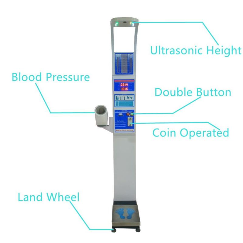 Eiectronic Coin Operated Blood Pressure Measuring Machine with Height and Weight BMI for Hospital