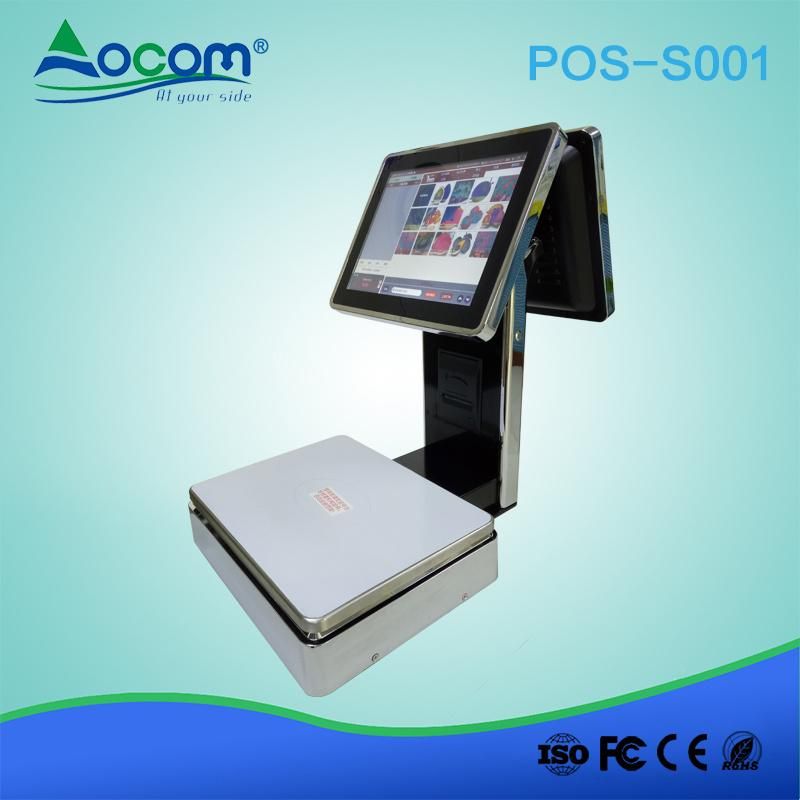 Supermarket All-in-One POS Weighing Electronic Scale with Printer