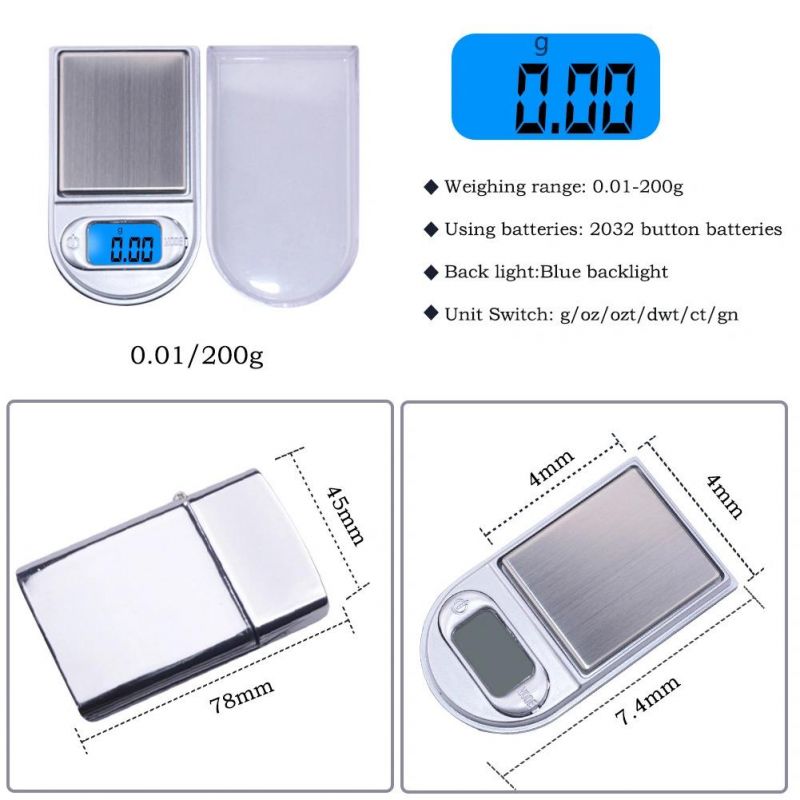 Portable Mini Jewelry Pocket Scale Electronic Scale 200/0.01g