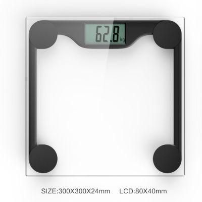 Bathroom Scale with LCD Display and Tempered Glass Platform