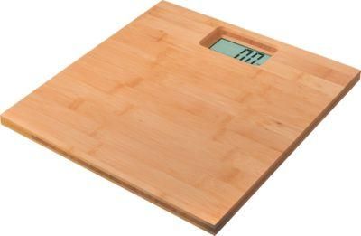 Digital Bathroom Scale with Bamboo Platform and LCD Display