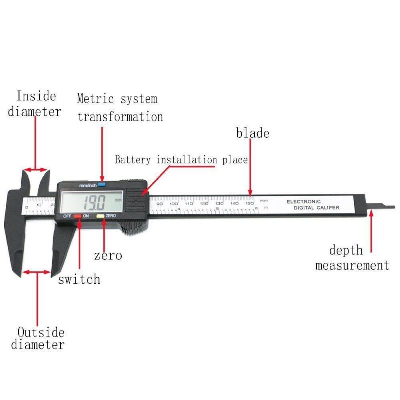 Plastic Vernier Caliper 6 Inch LCD Screen Electronic Digital Caliper Vernier