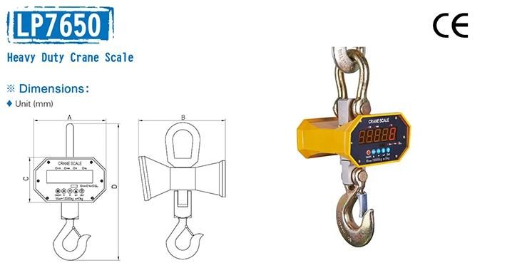 Lp7650 Electronic Heavy Duty Bluetooth Crane Hanging Hook Scale with RS232 RS485 Interface