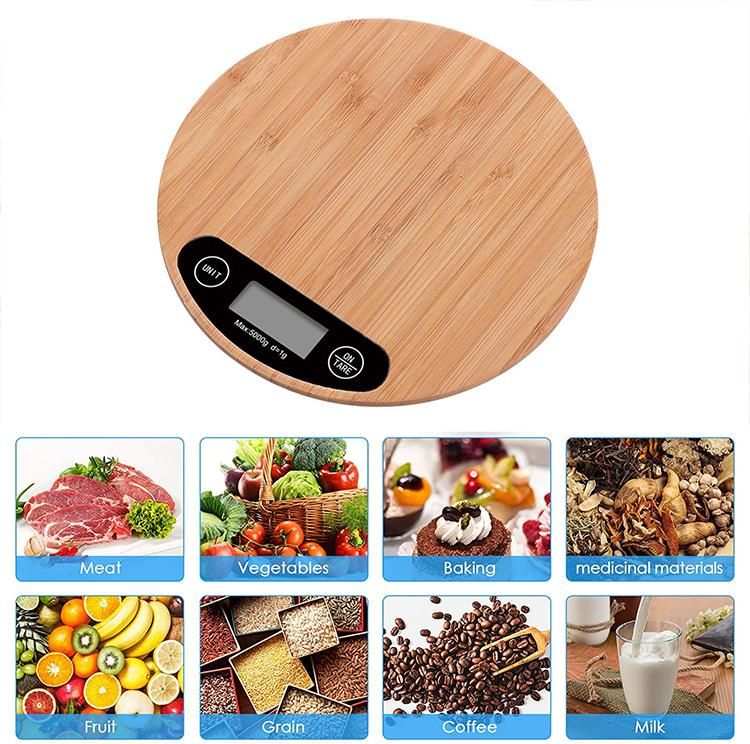 Amazon Online Kitchen Accessories Baking Equipment LCD Display Digital Table Food Bamboo Kitchen Scale