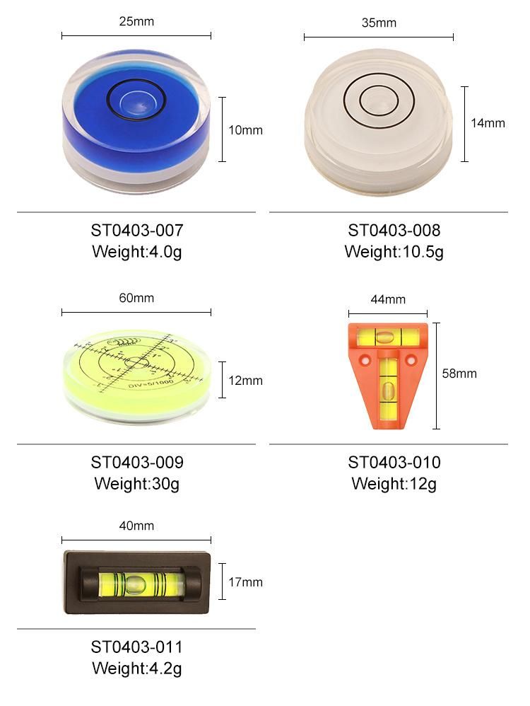 High Accuracy Cuboid PMMA Mini Spirit Level Bubble for Measuring Tool