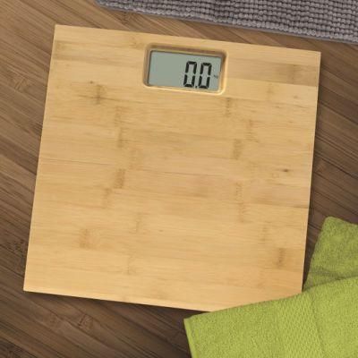 Electronic Bathroom Scale with Bamboo Platform for Body Weighing