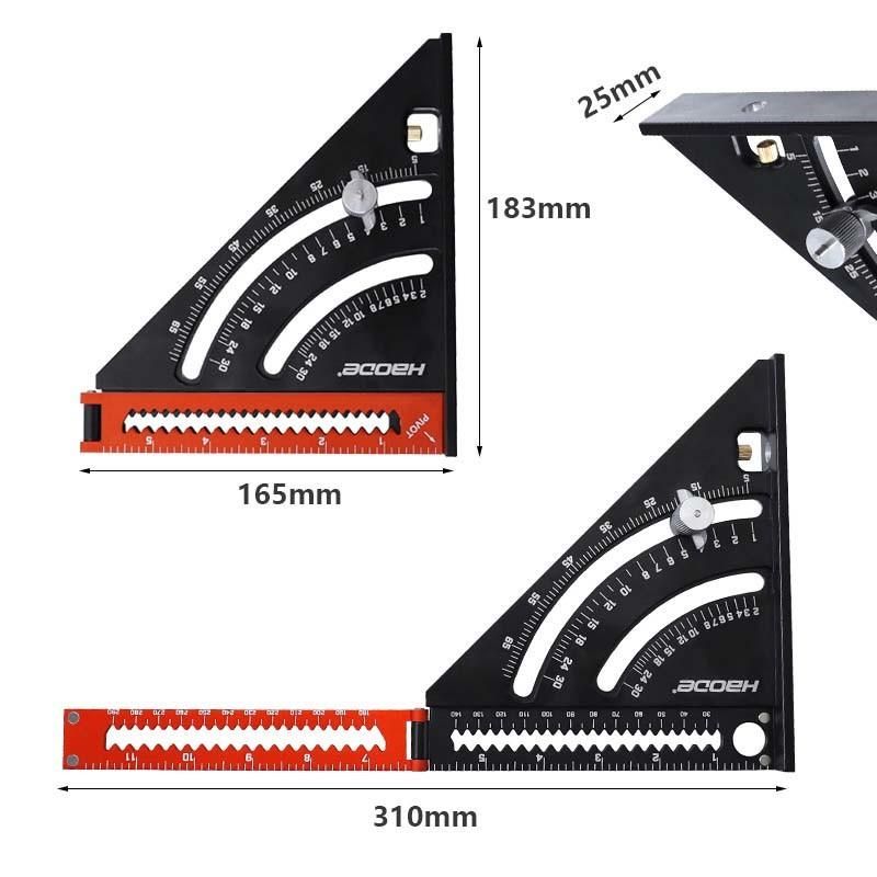 Woodworking Scriber Aluminum Alloy Foldable Square Ruler Multifunctional Triangular Scriber Woodworking Aids