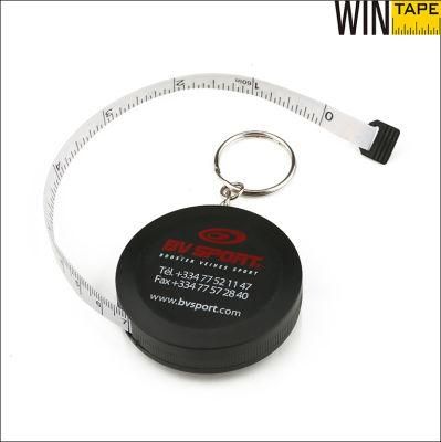 1.5 Meters Black Mini Retractable Custom Tape Measure Keychain