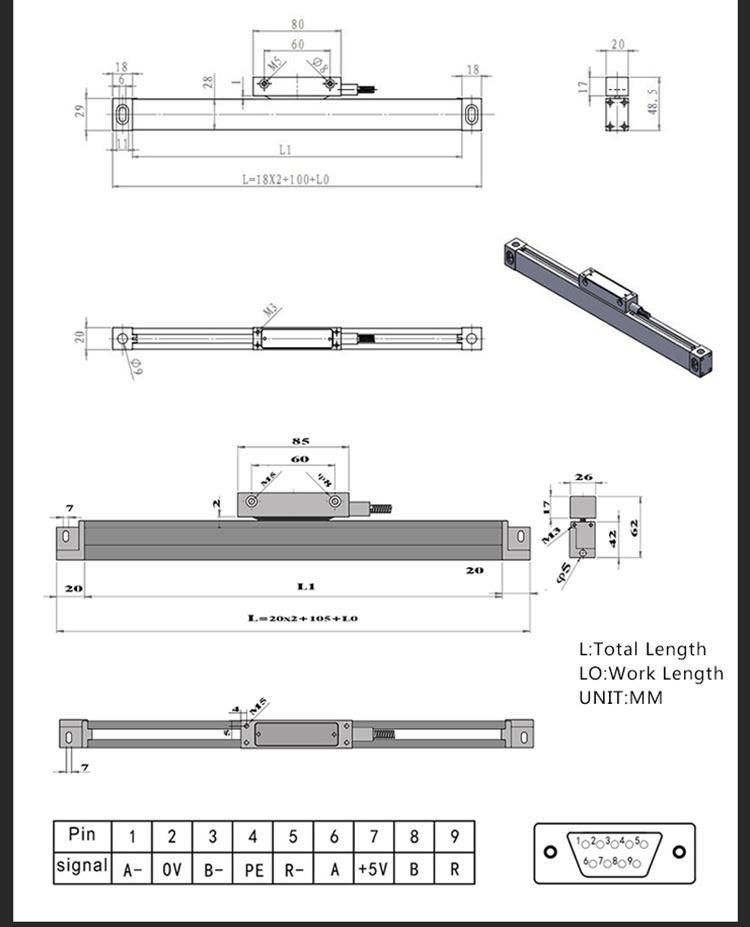 Hxx Measure Length 5um High Resolution 2 Axis Dro Gcs900-2D