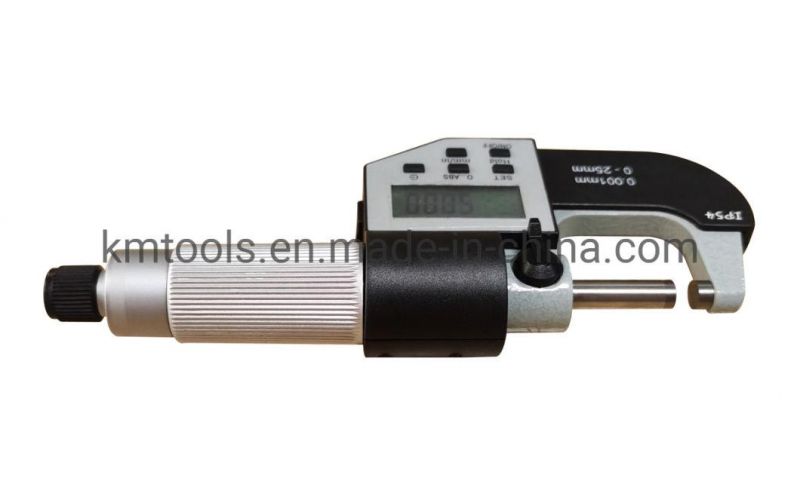 0-25mm IP54 Protection Degree Five Buttons Digital Outside Micrometer