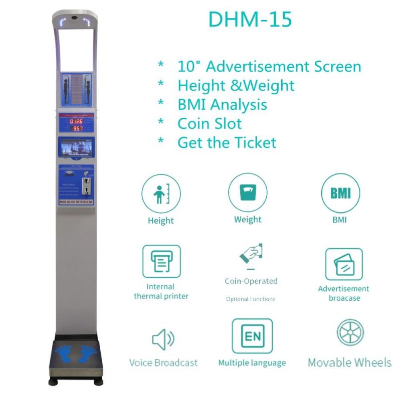 Electronic Coin Operated Weight and Height Measuring Machine with BMI and Thermal Printer