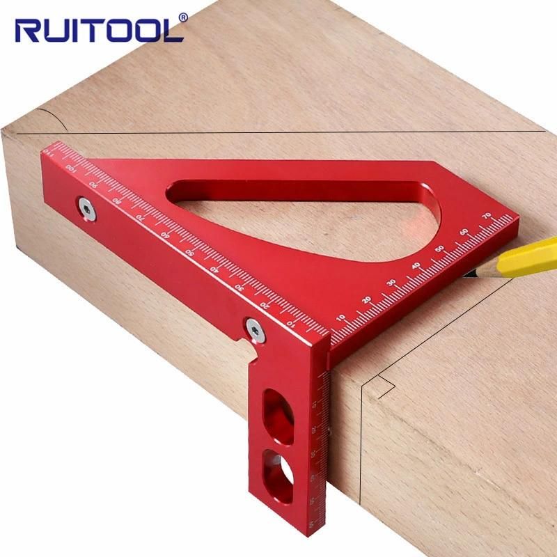 Multifunctional Scriber Angle Ruler Aluminum Alloy 45-Degree Angle Right-Angle Measuring Tool Woodworking Line Drawing Aids