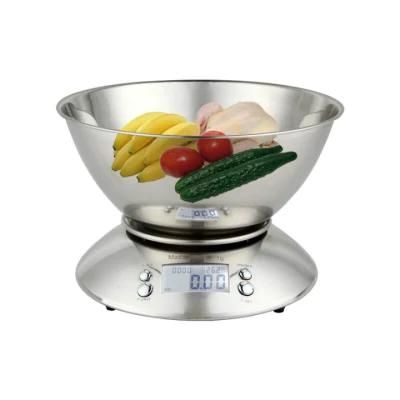 5kg LCD Display Stainless Steel Kitchen Scale Bowl