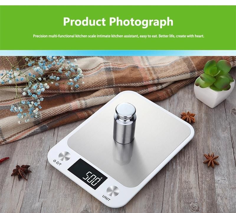 Digital Kitchen Scale with Thin Body Black White Color