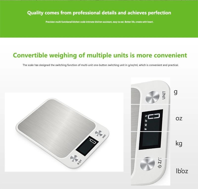 Digital Kitchen Scale with Thin Body Black White Color