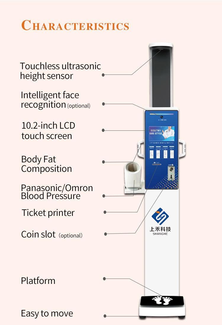 Smart Fat Blood Pressure Measuring Height and Weight Machine