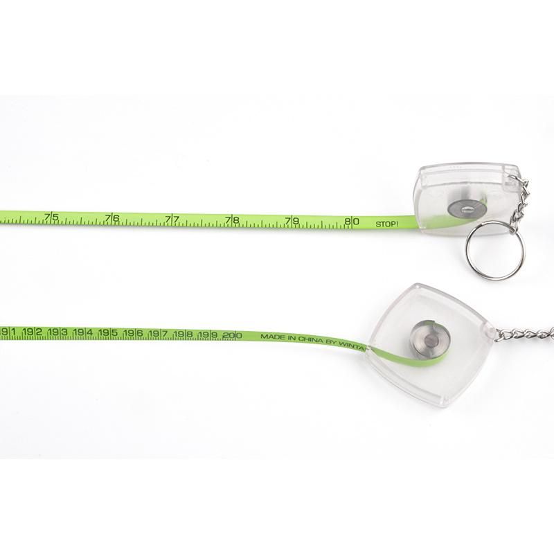 Transparent Plastic Shell with Keychain Functional Mini Retractable Measuring Tape Keychain