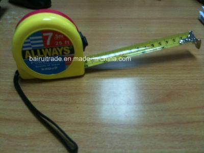 Red Yellow ABS Case Measure Tape with Black Point Brake