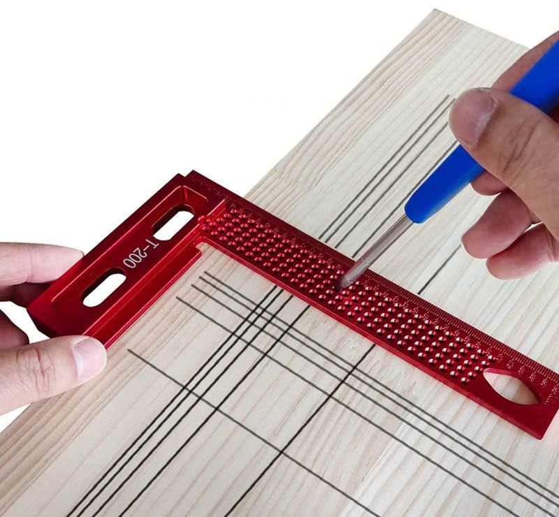 Woodworking Multi-Function Right Angle Ruler 7075 Aluminum Alloy Scribing Ruler L Angle Ruler Hole Ruler Woodworking Tools