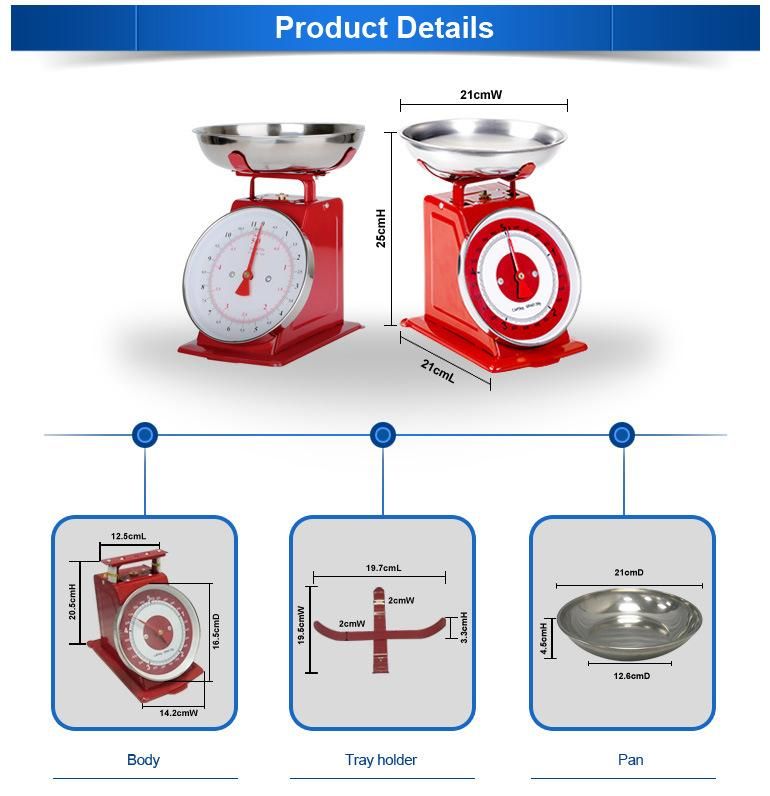 High Quality 5kg 10kg Mechanical Balance Kitchen Spring Scale with Tray