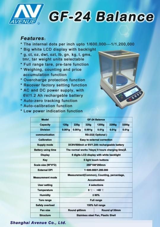 Electronic High Precision Balance for Laboratory 1200g (GF-24)