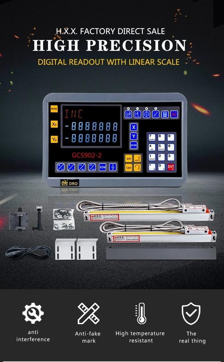 Complete Set 2 Axis LCD Digital Readout Dro with 2 Pieces 0-1000mm Glass Linear