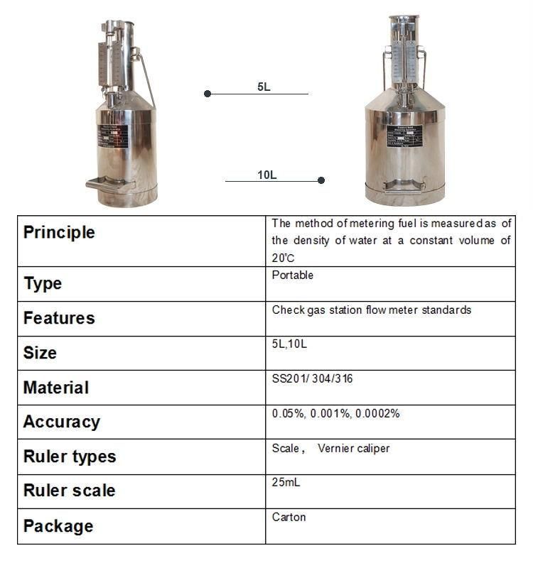 Measuring Can Portable Prover Measuring Can for Fuel Dispenser