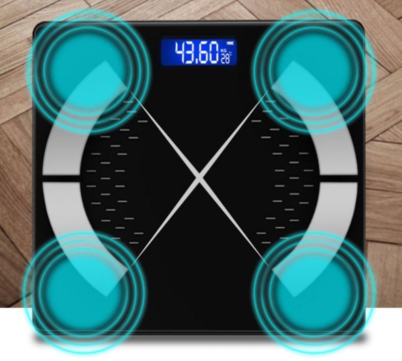 Bluetooth Connection Digital Body Scale with Blue LCD Display