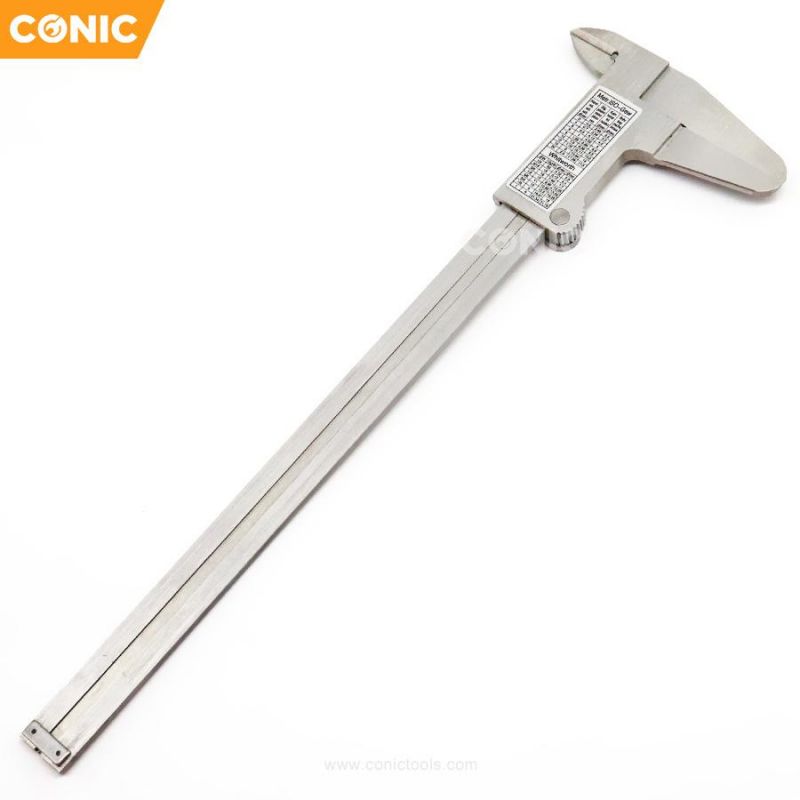 200X0.05mm Kanon Style Mono-Block Stainless Steel Vernier Caliper with Groove Design